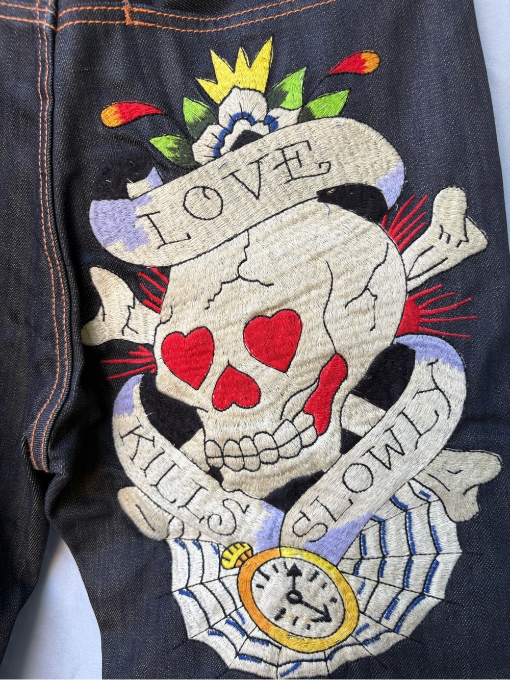 Ed Hardy Love kills Slowly Dark Wash Relaxed Jeans